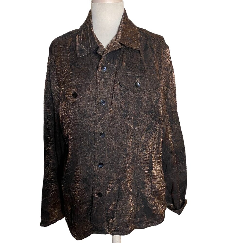 Chico's Long Sleeve Bronze Shirt, size 3